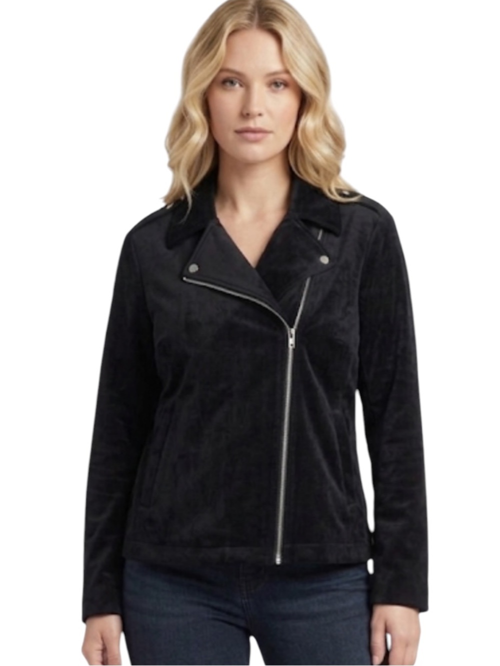 LC Lauren Conrad Black Velvet Moto Jacket 2X Plus Size Goth Whimsigoth Biker
